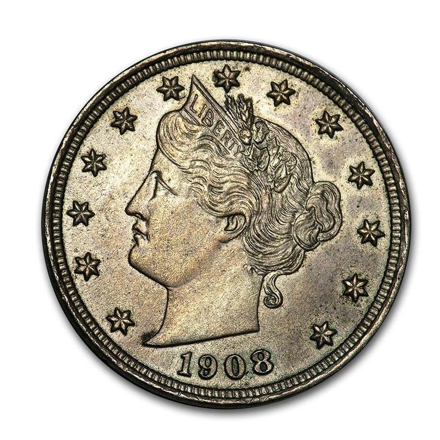 1908 Liberty Head V Nickel AU