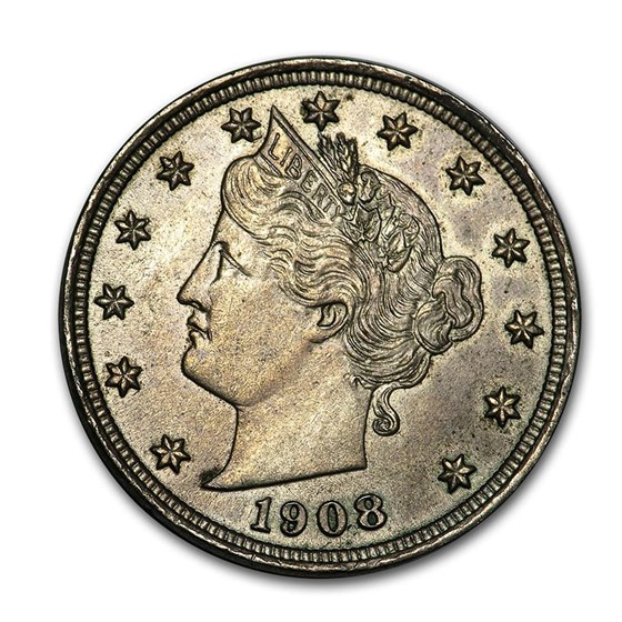 1908 Liberty Head V Nickel AU 1908 Liberty Head V Nickel AU