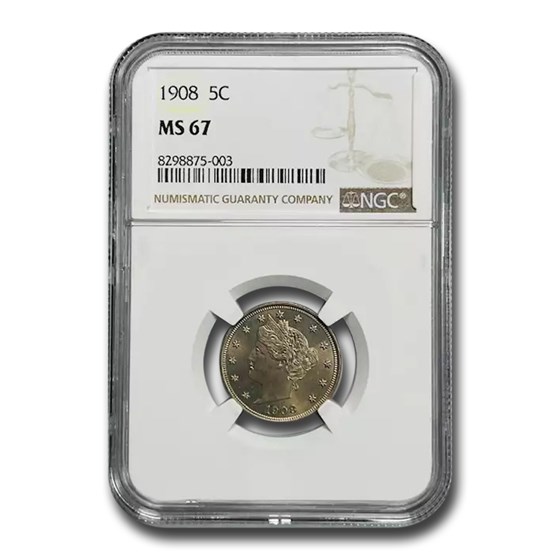1908 Liberty Head V Nickel MS-67 NGC 1908 Liberty Head V Nickel MS-67 NGC