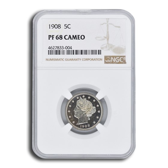 1908 Liberty Head V Nickel PF-68 Cameo NGC 1908 Liberty Head V Nickel PF-68 Cameo NGC