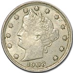 1908 Liberty Head V Nickel XF