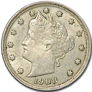 1908 Liberty Head V Nickel XF 1908 Liberty Head V Nickel XF