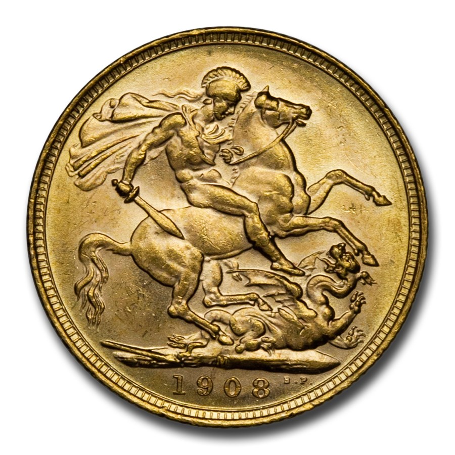 1908-M Australia Gold Sovereign Edward VII BU