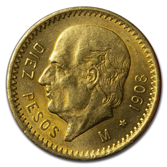 1908 Mexico Gold 10 Pesos BU 1908 Mexico Gold 10 Pesos BU