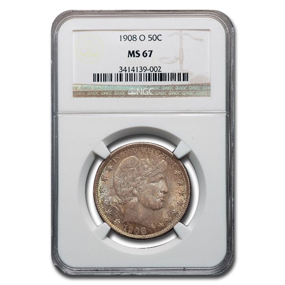 1908-O Barber Half Dollar MS-67 NGC 1908-O Barber Half Dollar MS-67 NGC