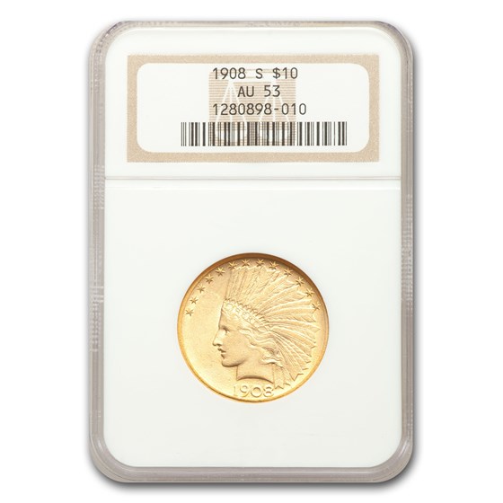 1908-S $10 Indian Gold Eagle AU-53 NGC 1908-S $10 Indian Gold Eagle AU-53 NGC