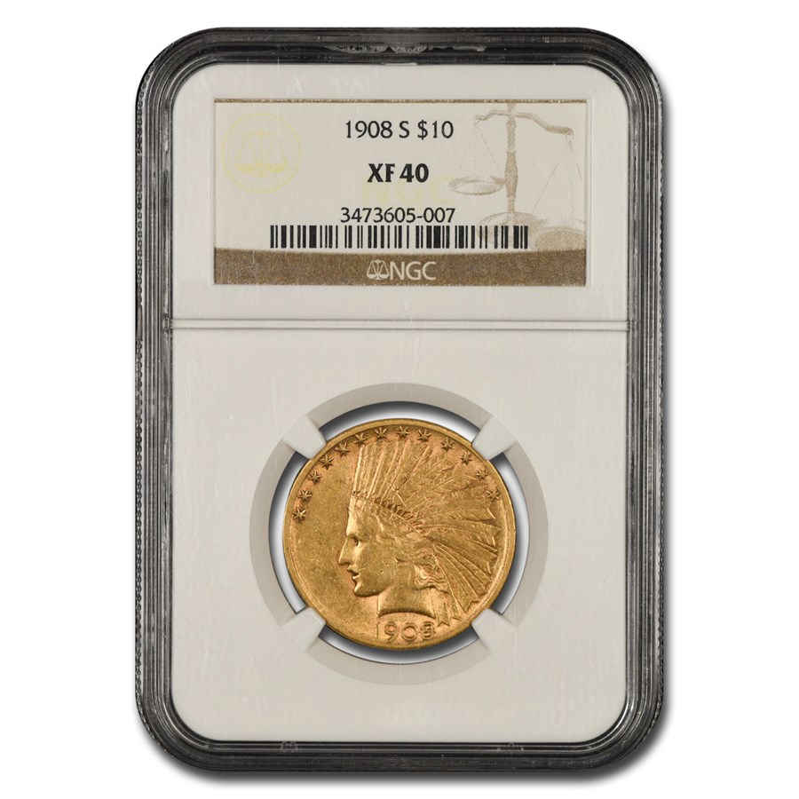 1908-S $10 Indian Gold Eagle XF-40 NGC