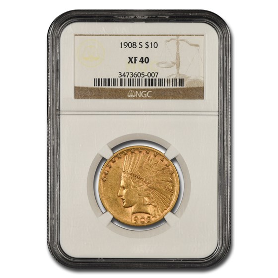 1908-S $10 Indian Gold Eagle XF-40 NGC 1908-S $10 Indian Gold Eagle XF-40 NGC