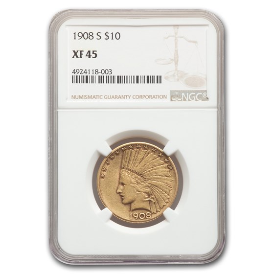 1908-S $10 Indian Gold Eagle XF-45 NGC 1908-S $10 Indian Gold Eagle XF-45 NGC