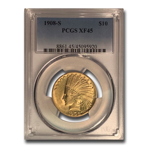 1908-S $10 Indian Gold Eagle XF-45 PCGS 1908-S $10 Indian Gold Eagle XF-45 PCGS