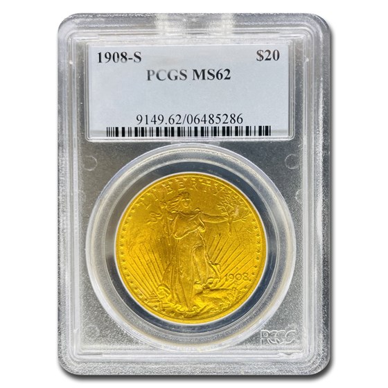 1908-S $20 Saint-Gaudens Gold Double Eagle MS-62 PCGS 1908-S $20 Saint-Gaudens Gold Double Eagle MS-62 PCGS