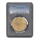 1908-S $20 St Gaudens Gold Double Eagle AU-53 PCGS