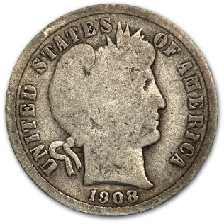1908-S Barber Dime AG 1908-S Barber Dime AG