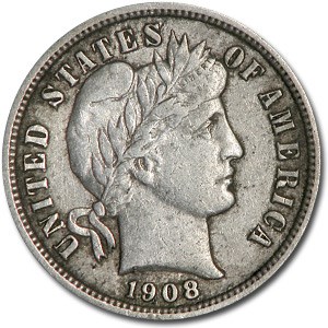 1908-S Barber Dime XF (Details) 1908-S Barber Dime XF (Details)