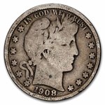 1908-S Barber Half Dollar 20-Coin Roll Avg Circ