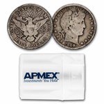 1908-S Barber Half Dollar 20-Coin Roll Avg Circ