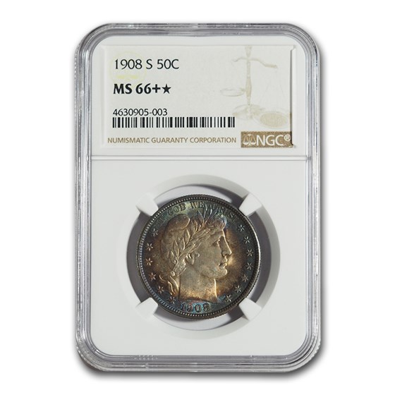 1908-S Barber Half Dollar MS-66+* NGC 1908-S Barber Half Dollar MS-66+* NGC