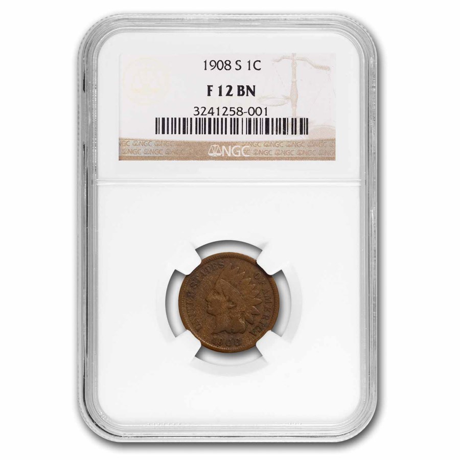 1908-S Indian Head Cent Fine-12 NGC