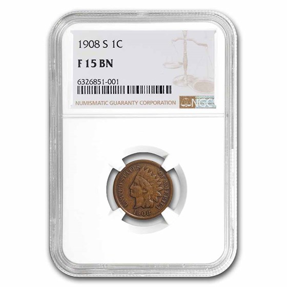 1908-S Indian Head Cent Fine-15 NGC