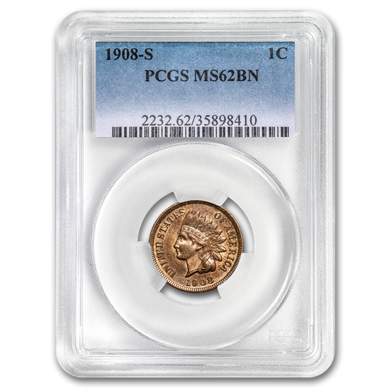1908-S Indian Head Cent MS-62 PCGS (Brown) 1908-S Indian Head Cent MS-62 PCGS (Brown)