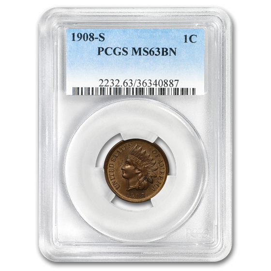 1908-S Indian Head Cent MS-63 PCGS (Brown) 1908-S Indian Head Cent MS-63 PCGS (Brown)