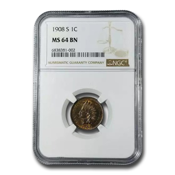 1908-S Indian Head Cent MS-64 NGC (Brown) 1908-S Indian Head Cent MS-64 NGC (Brown)