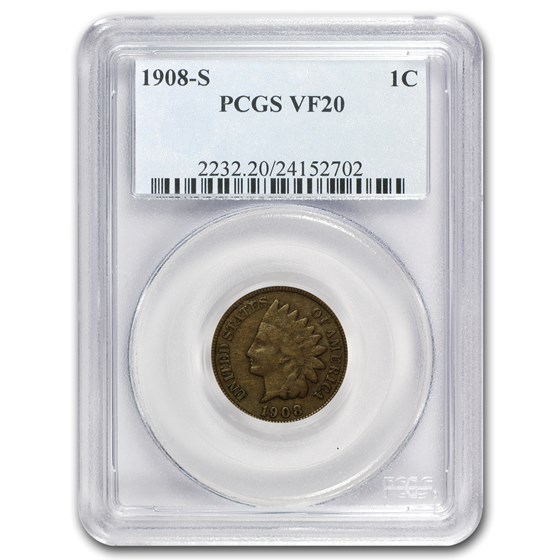 1908-S Indian Head Cent VF-20 PCGS 1908-S Indian Head Cent VF-20 PCGS