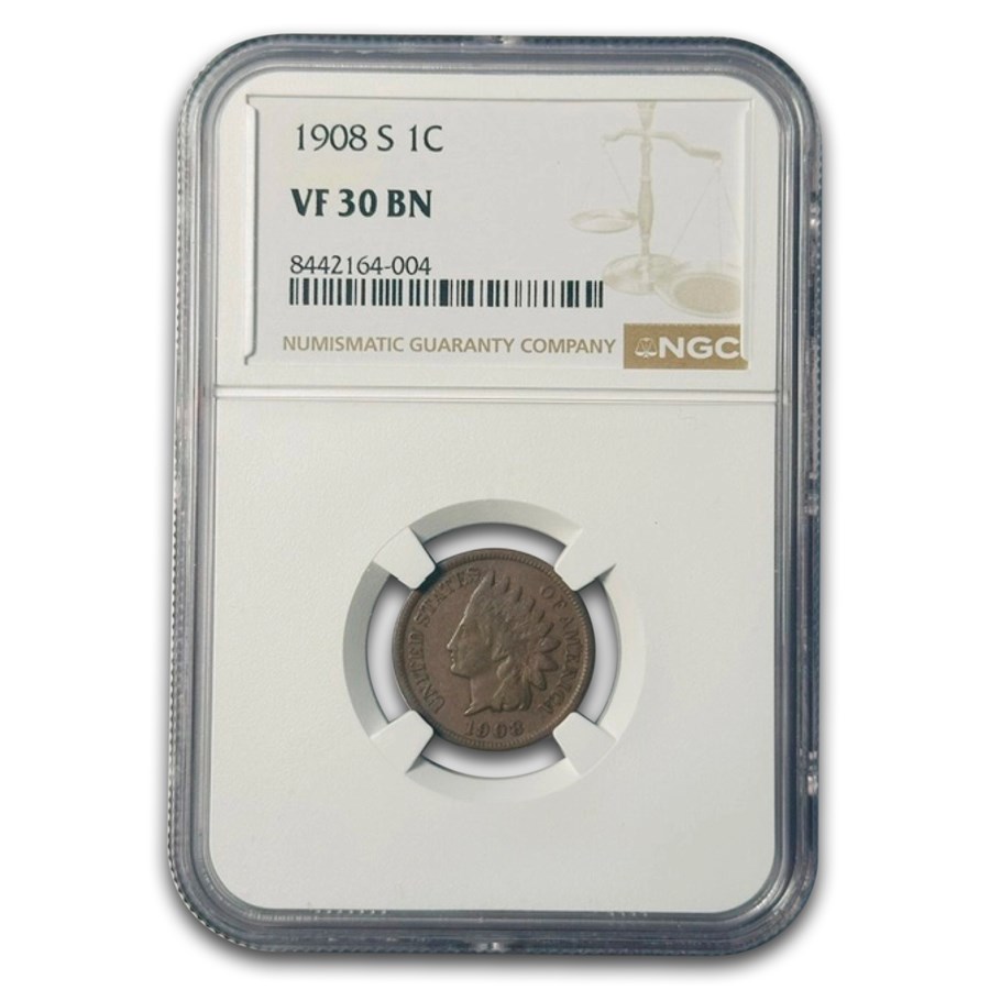 1908-S Indian Head Cent VF-30 NGC