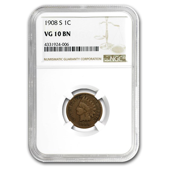 1908-S Indian Head Cent VG-10 NGC 1908-S Indian Head Cent VG-10 NGC