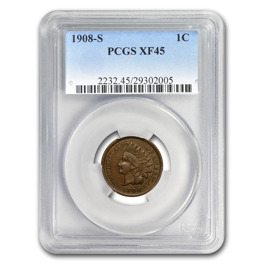 1908-S Indian Head Cent XF-45 PCGS