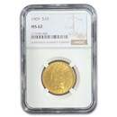 1909 $10 Indian Gold Eagle MS-62 NGC
