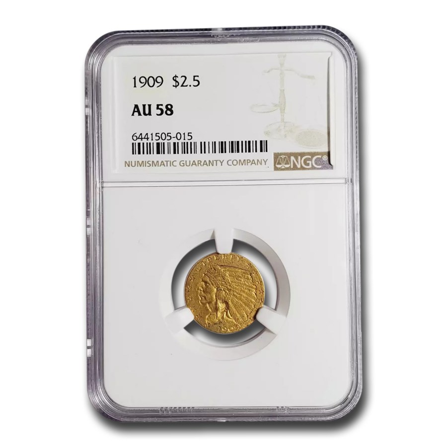 1909 $2.50 Indian Gold Quarter Eagle AU-58 NGC