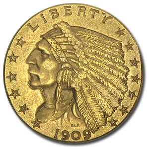 1909 $2.50 Indian Gold Quarter Eagle AU