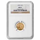 1909 $2.50 Indian Gold Quarter Eagle MS-61 NGC
