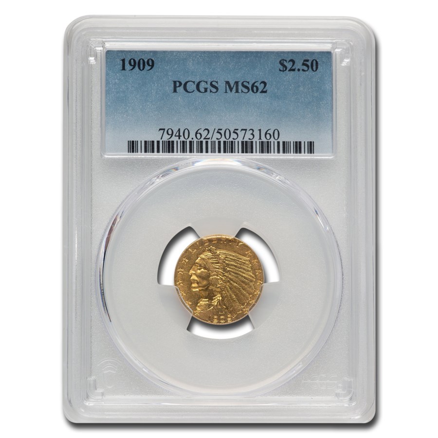 1909 $2.50 Indian Gold Quarter Eagle MS-62 PCGS