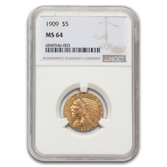 1909 $2.50 Indian Gold Quarter Eagle MS-64 NGC