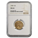 1909 $2.50 Indian Gold Quarter Eagle MS-64 NGC
