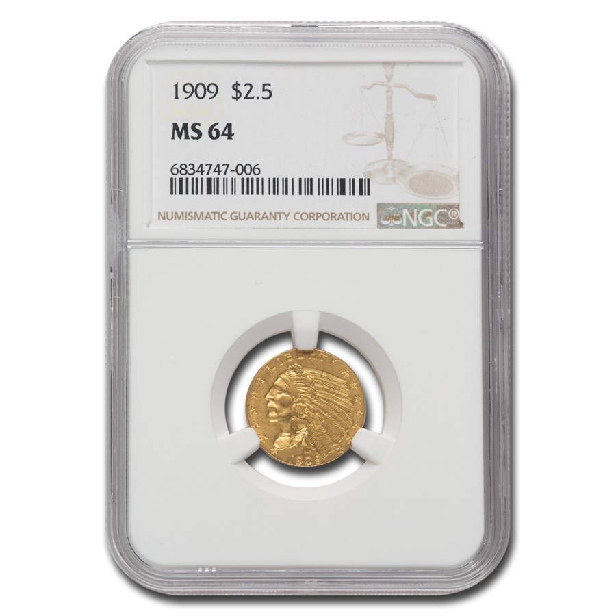 1909 $2.50 Indian Gold Quarter Eagle MS-64 NGC