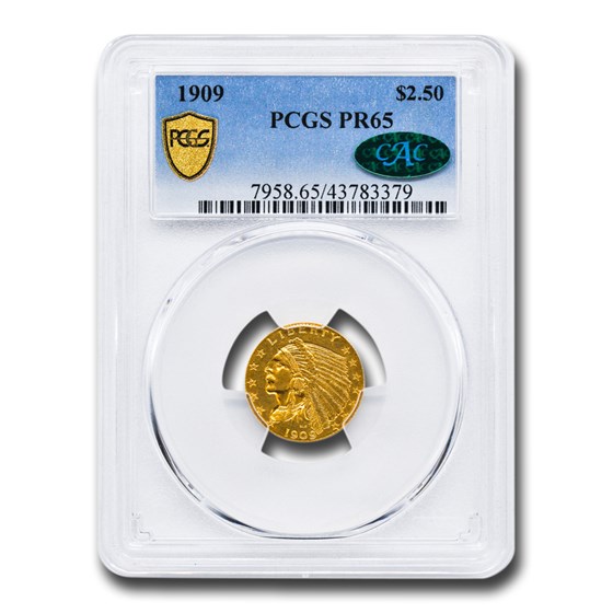 1909 $2.50 Indian Gold Quarter Eagle PR-65 PCGS CAC 1909 $2.50 Indian Gold Quarter Eagle PR-65 PCGS CAC
