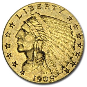 1909 $2.50 Indian Gold Quarter Eagle XF