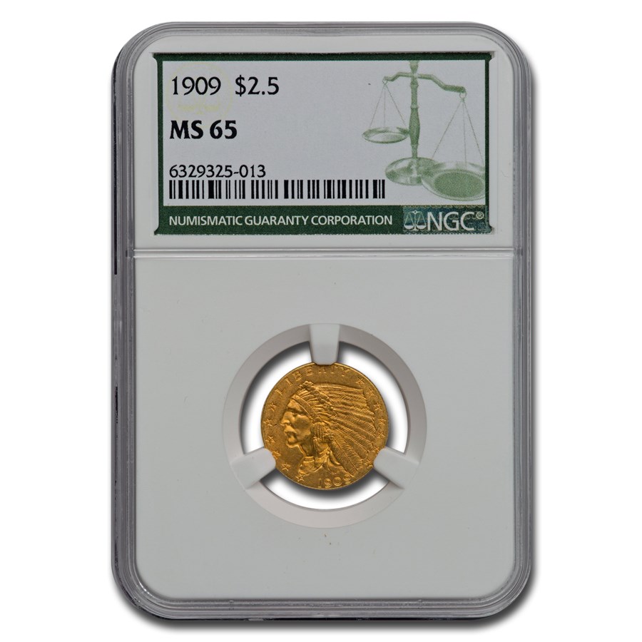 1909 $2.50 Liberty Gold Quarter Eagle MS-65 NGC (Green Label)