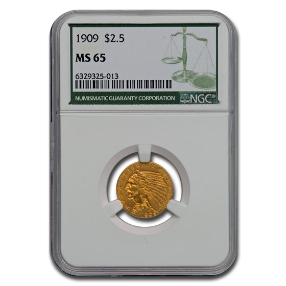 1909 $2.50 Liberty Gold Quarter Eagle MS-65 NGC (Green Label)