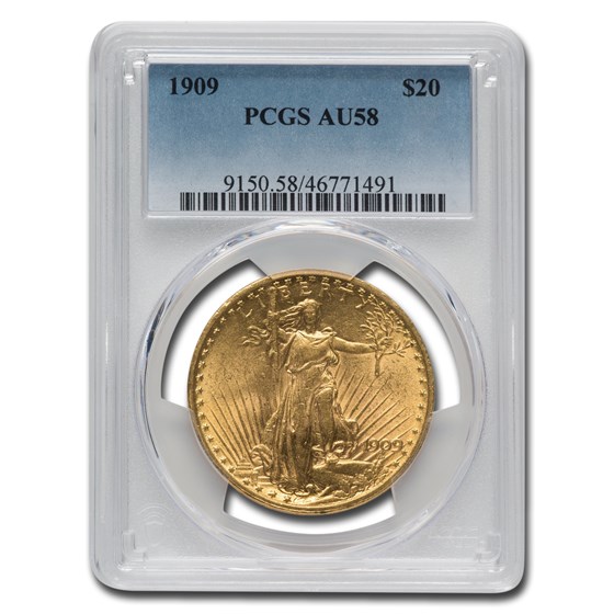 1909 $20 Saint-Gaudens Gold Double Eagle AU-58 PCGS 1909 $20 Saint-Gaudens Gold Double Eagle AU-58 PCGS
