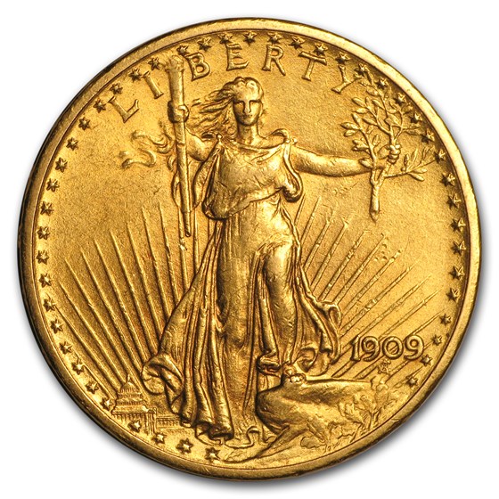 1909 $20 Saint-Gaudens Gold Double Eagle AU 1909 $20 Saint-Gaudens Gold Double Eagle AU