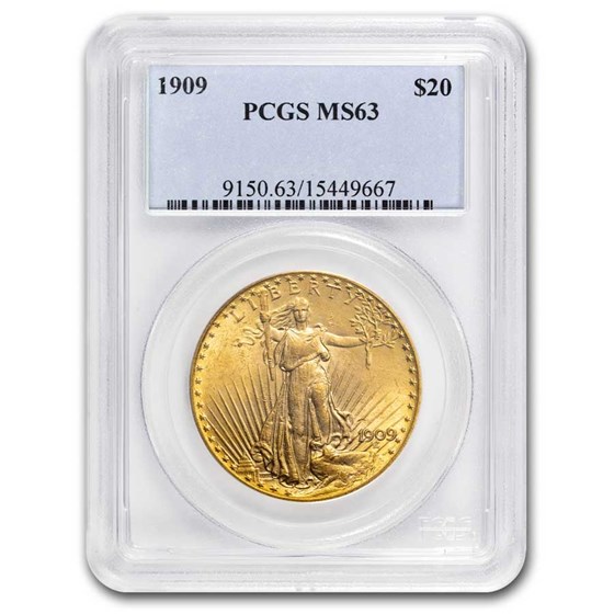 1909 $20 St Gaudens Gold Double Eagle MS-63 PCGS 1909 $20 St Gaudens Gold Double Eagle MS-63 PCGS