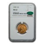 1909 $5.00 Indian Gold Half Eagle MS-62 NGC CAC