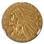 1909 $5 Indian Gold Eagle AU-55 NGC