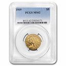 1909 $5 Indian Gold Half Eagle MS-62 PCGS