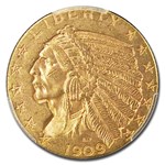 1909 $5 Indian Gold Half Eagle MS-62+ PCGS