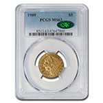 1909 $5 Indian Gold Half Eagle MS-63 PCGS CAC